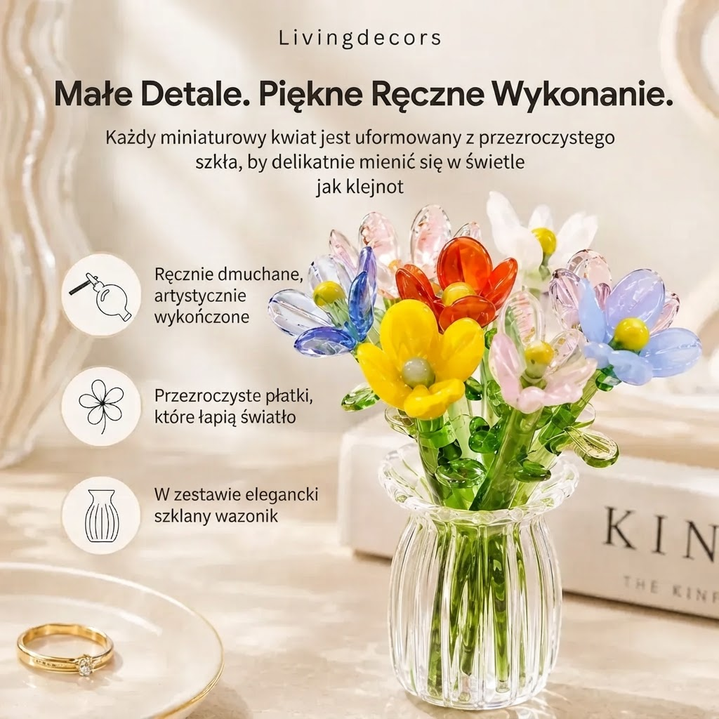 Floria – Zestaw Miniaturowych Szklanych Kwiatów