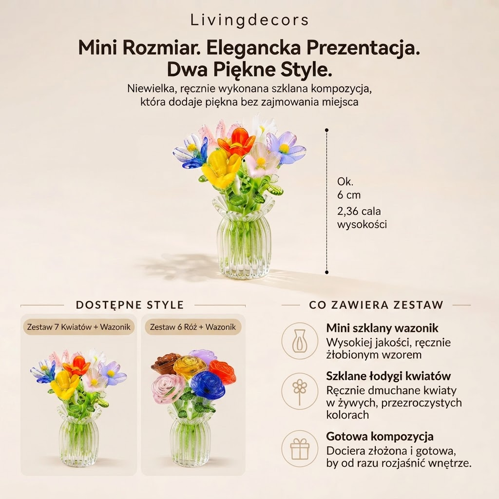 Floria – Zestaw Miniaturowych Szklanych Kwiatów